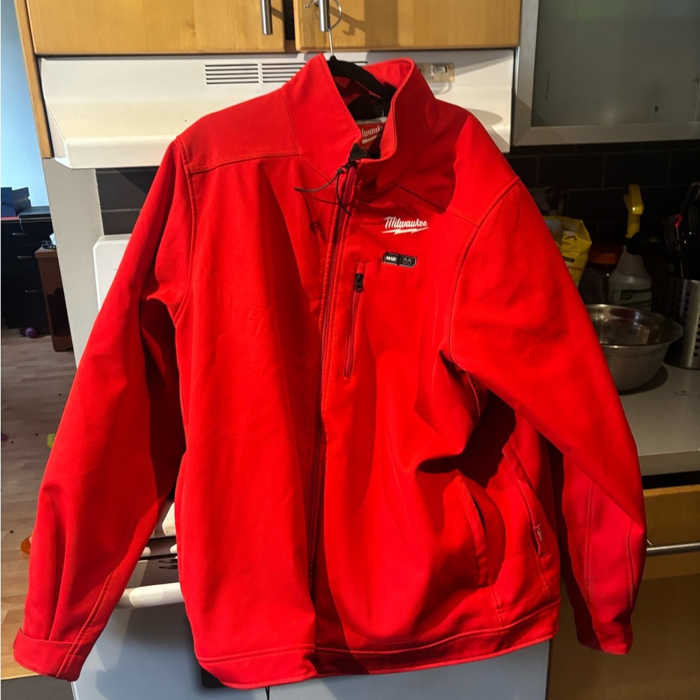 Red Performance Jacket with Full Zip and Elastic Cuffs